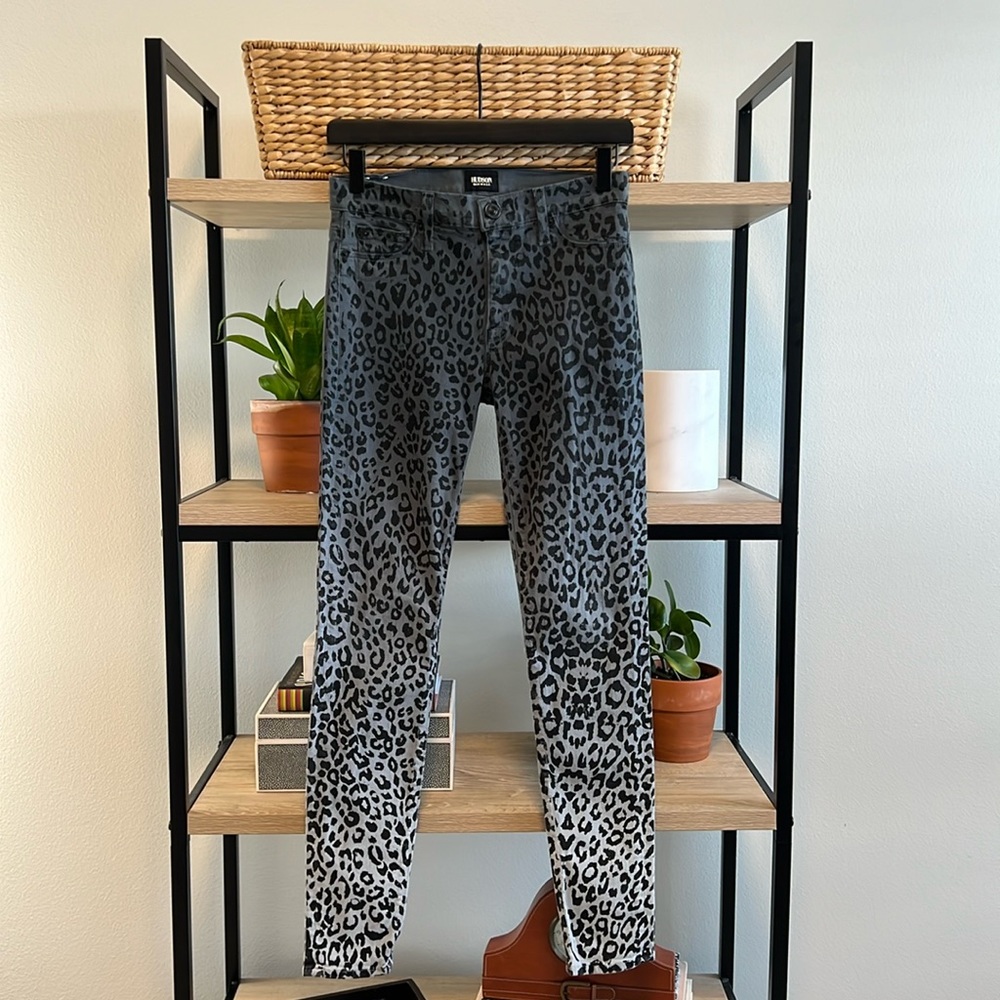 Hudson Jeans Nico Super Skinny Mid-Rise Ombre Leopard Print Stretch Jeans, 27